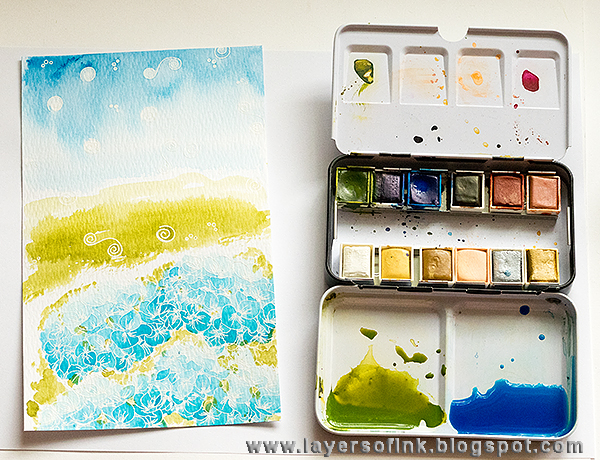 Layers of ink - Hydrangea Art Journal Page by Anna-Karin with STAMPtember stamps.