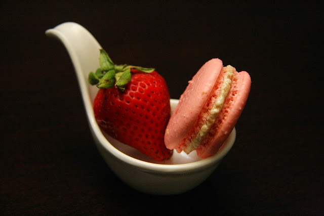 Strawberry Balsamic Macarons made with the Italian method