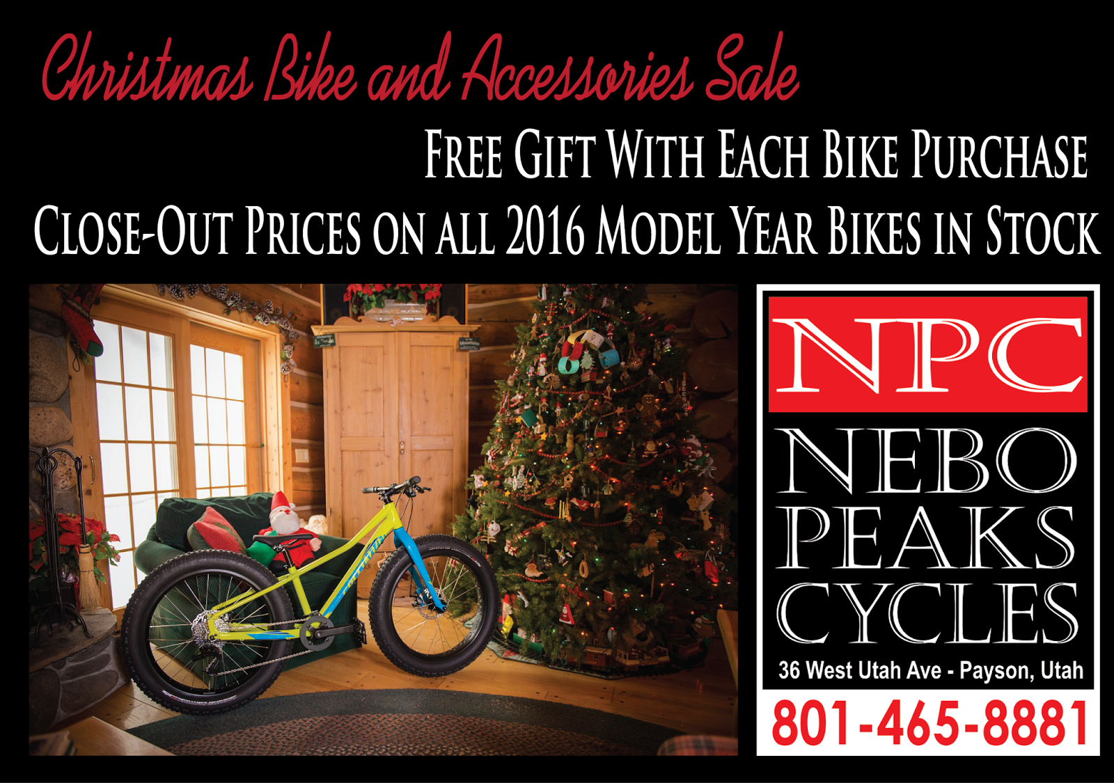 The Payson Chronicle Christmas Bike and Accessories Sale at Nebo Peaks Cycles