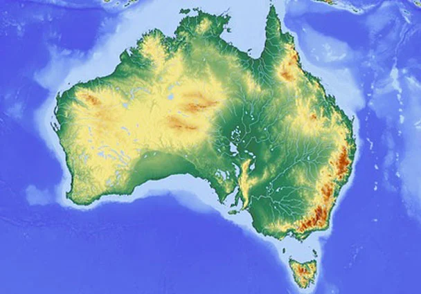 The relief of the country of Australia