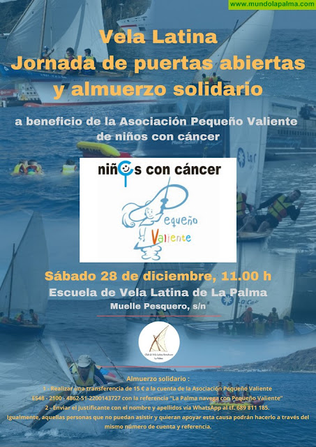 La Escuela de Vela Latina celebrará una Jornada de puertas abiertas y almuerzo solidario a beneficio de la asociación Pequeño Valiente de niños con cáncer
