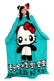 Hello Kitty Panda snuggie warm cozy throw with sleeves and ears