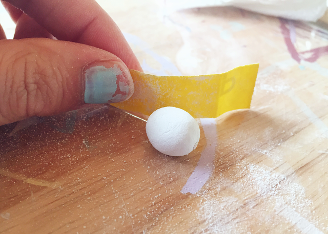 DIY Clay Sphere Dipped Necklace Sandpaper air-dried clay ball