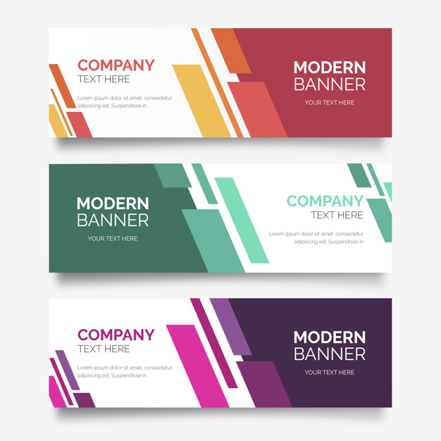 Abstract Banner Collection With Modern Shapes Free Vector Vectorkh
