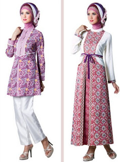 Model baju muslim batik modern terbaru Model baju muslim batik modern terbaru