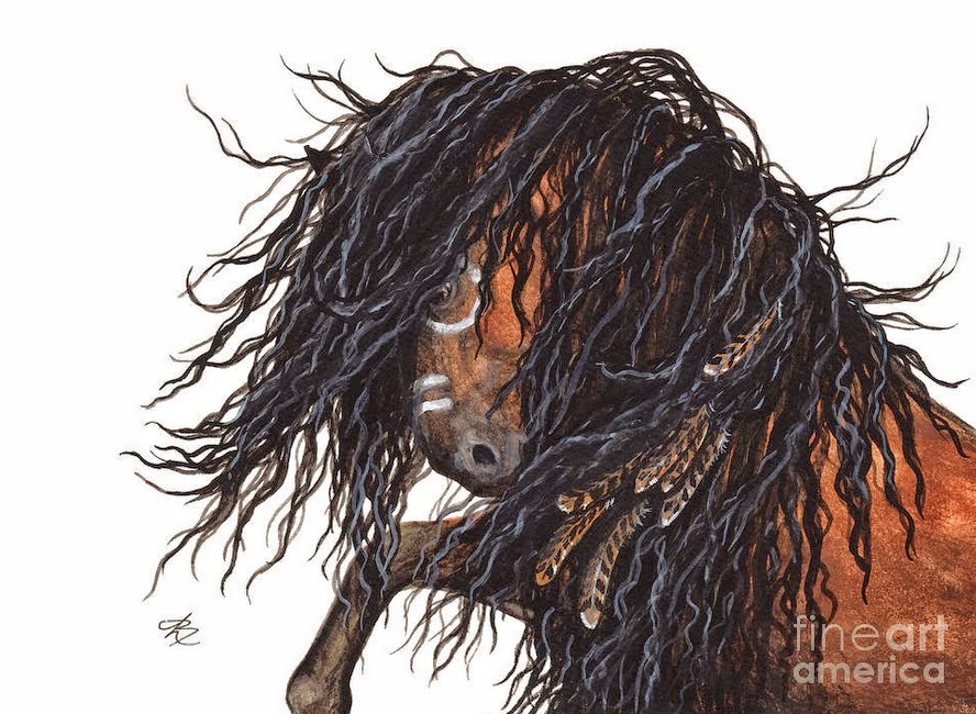 cuadros-de-caballos-con-crin-larga pinturas-en-acuarela-caballos-con-pelo-largo