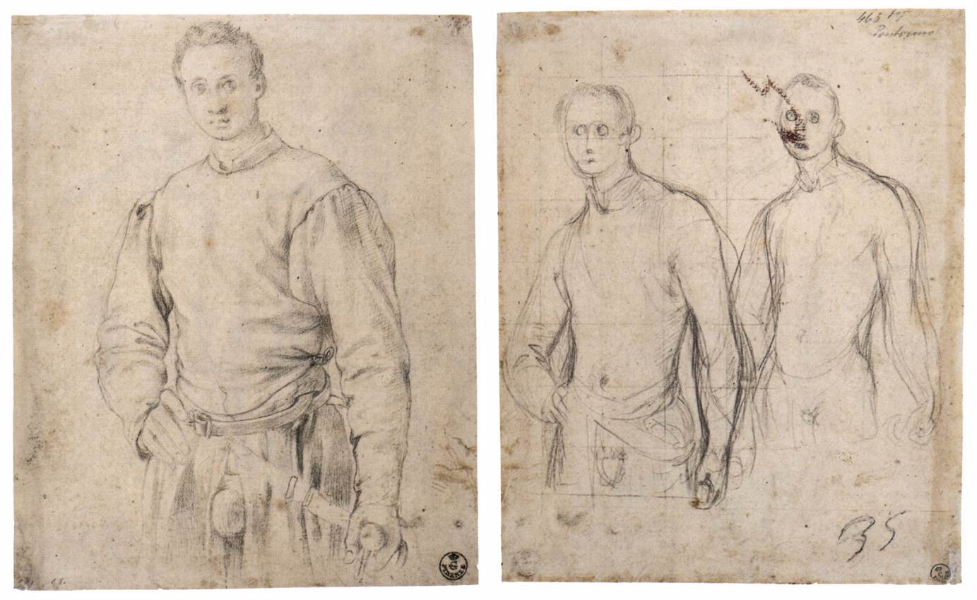 Pontormo Jacopo drawing Francesco Guard with Sword 1529 30 Galleria degli Uffizi Florence