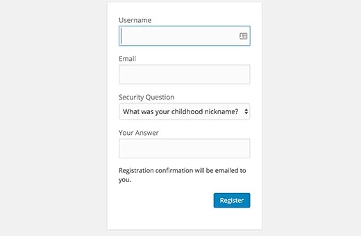 Security Questions to WordPress Login Screen