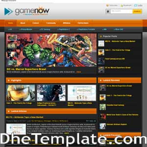 GameNow blogger template. blogger template magazine style. games template blogspot free