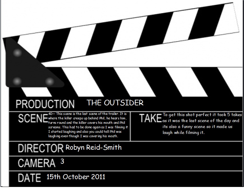 Robyn ReidSmith A2 Chapter sheets for takes (photos of clapperboard