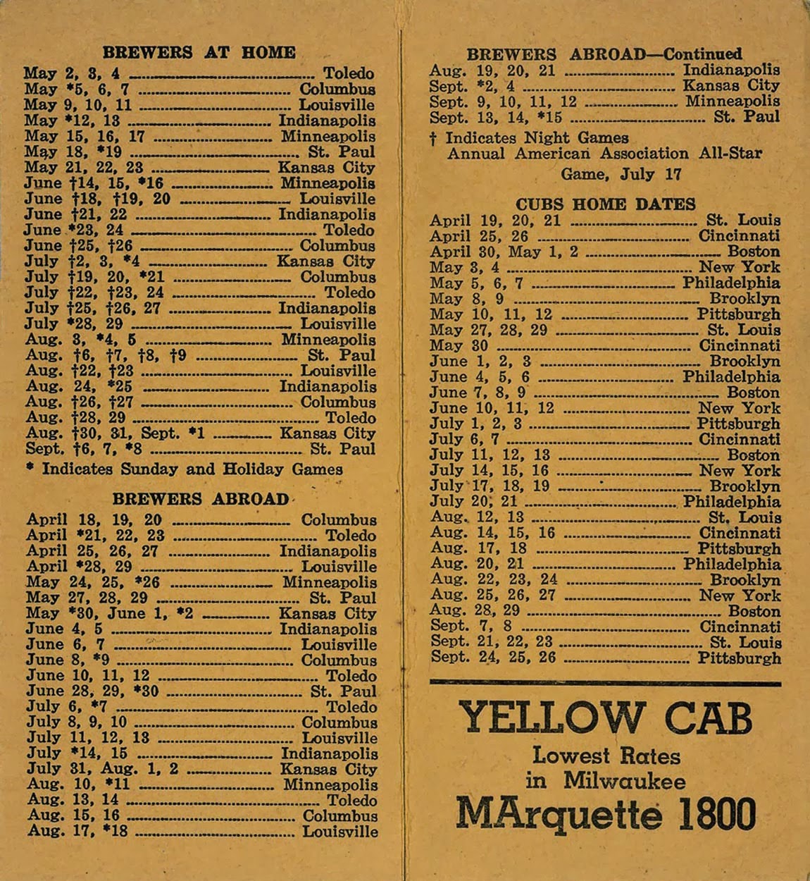 Schedule Yellow Cab