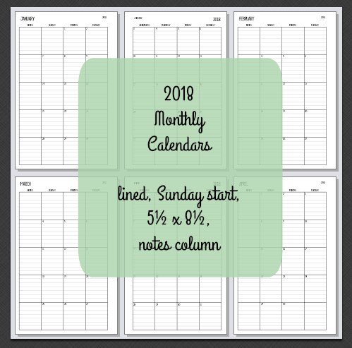 free 2018 monthly calendar