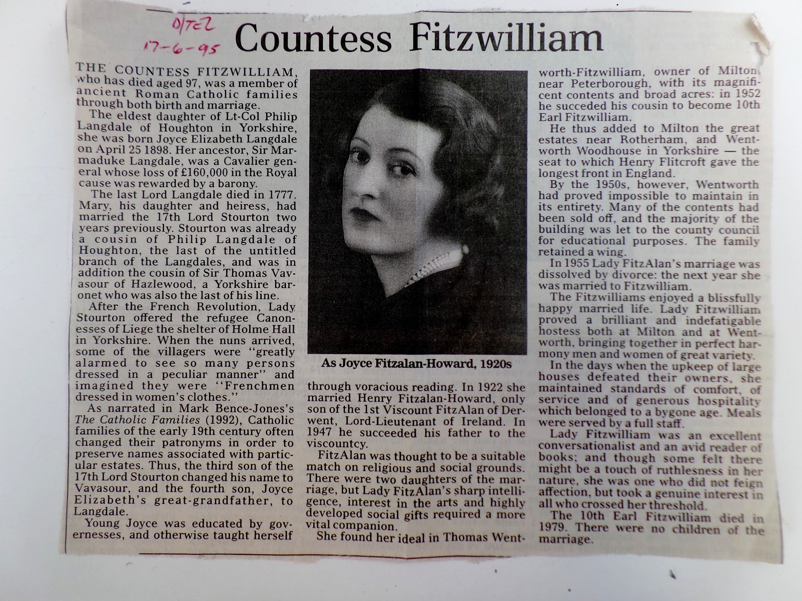 Peerage News Obituary Countess Fitzwilliam