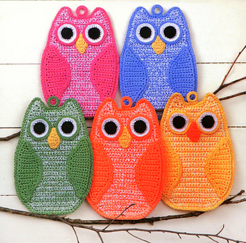 Crochet colorful owl Potholder pattern