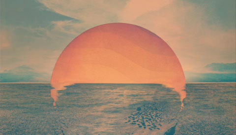 Abstract picture of a type of sun rising and breaking into a sea scape. Abstract picture of a type of sun rising and breaking into a sea scape.