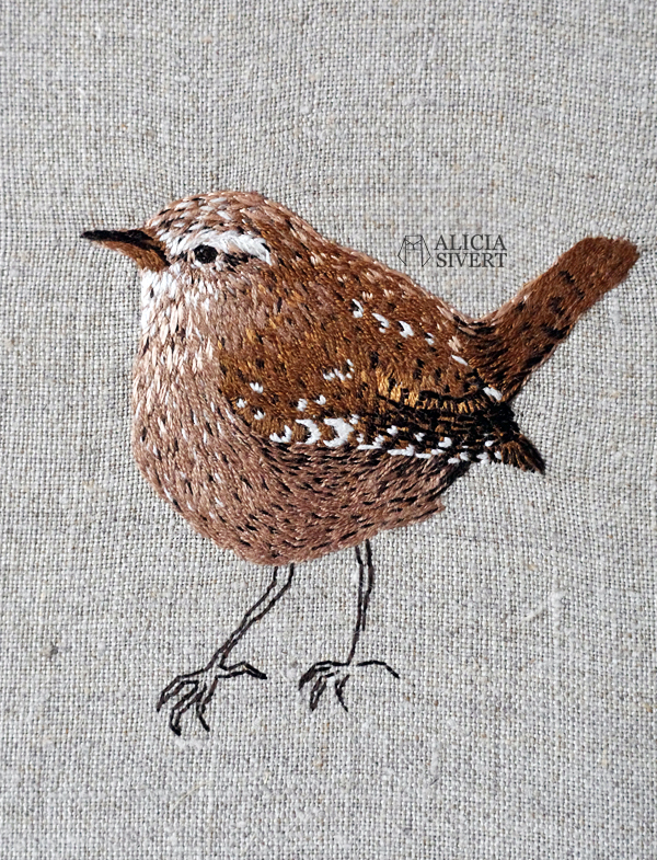 "Gärdsmyg", wren embroidery by Alicia Sivertsson, 2016. Gärdsmyg wren embroidery by Alicia Sivertsson, 2016. fritt broderi free embroidery needlework textile art hand stitched hoopart textilkonst konst konstsömnad fågel fåglar skapa skapande kreativitet creativity