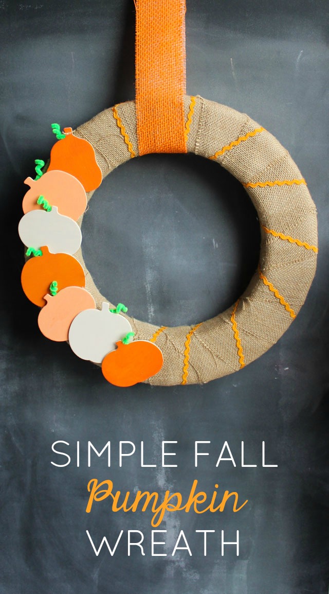 Make this sweet DIY fall pumpkin wreath with painted wood pumpkins and burlap! Make this sweet DIY fall pumpkin wreath with painted wood pumpkins and burlap!