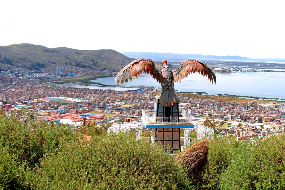 Eagle statue above Puno, Peru - travel & culture blog