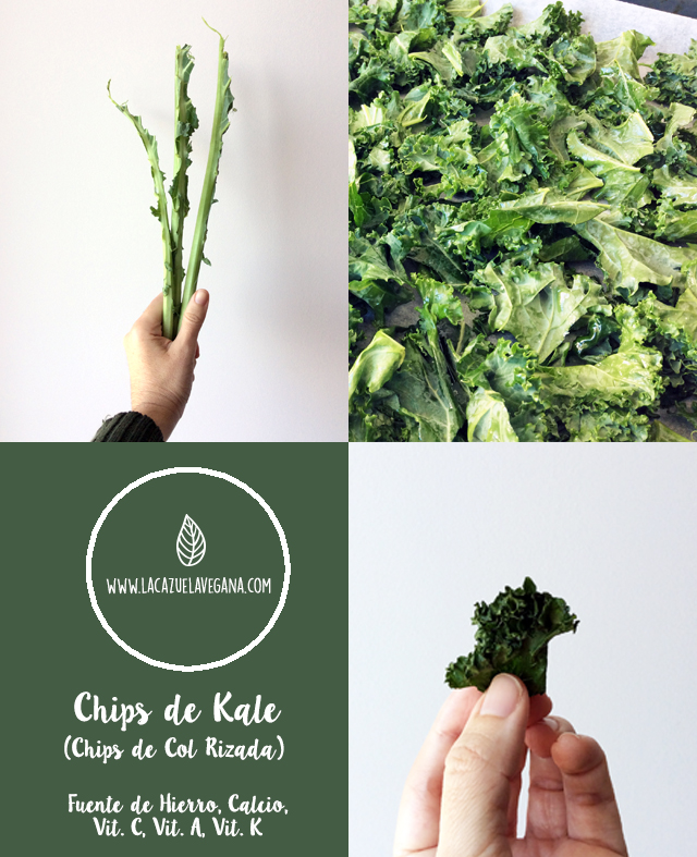 Chips de kale. Chips de col rizada.
