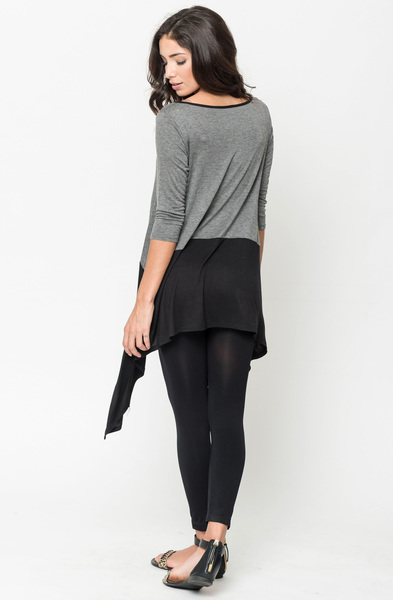 Buy Now Charcoal Two Tone Jersey Tunic Online $20 -@caralase.com