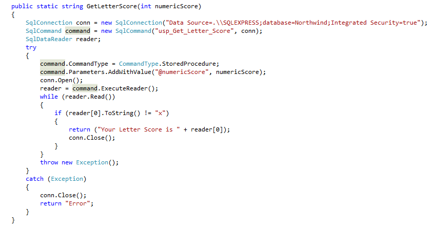 Code And Boom !!!: C# - Call SQL Server's Stored Procedure with Data Reader