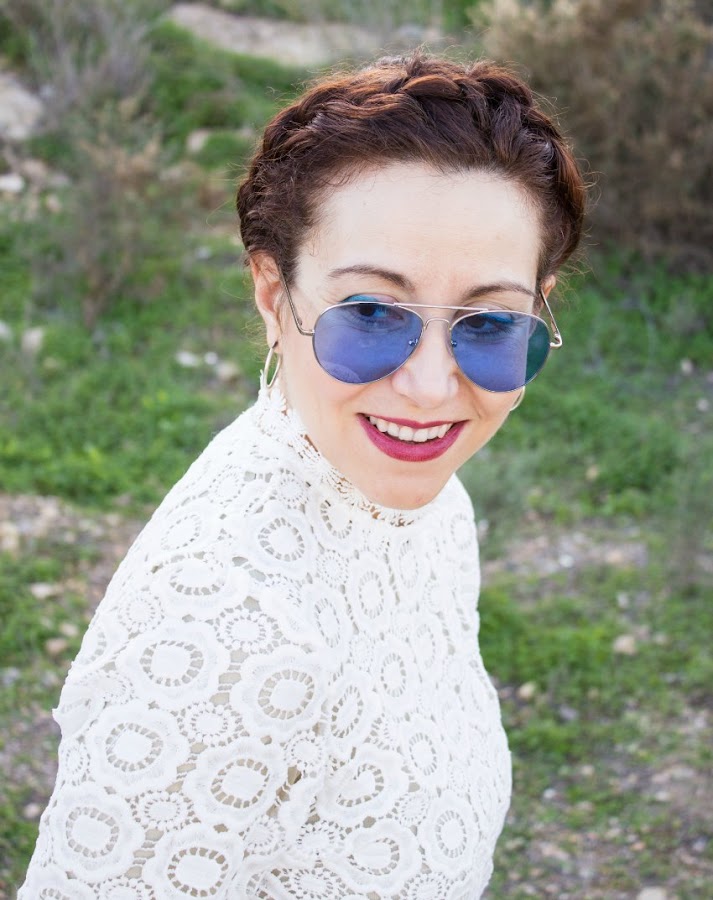 melange_boutique_blog_dresslily_selfportrait_lace_blouse_blue_embroidered_biker_jacket_zaful_braids_hairstyle_aviator_sunglases_zerouve