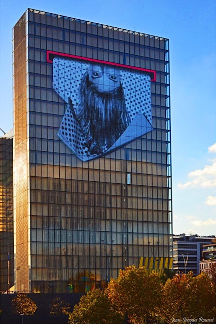 JR New Street Art Mural At The BNF (National Library Of France) In Paris 13th District. 2