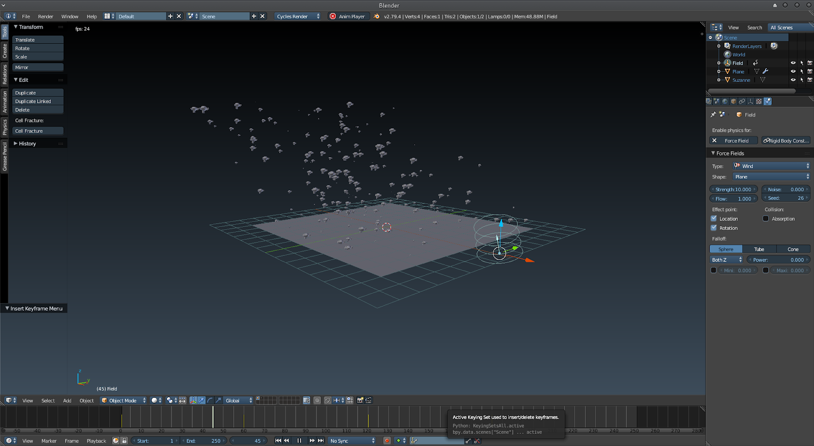 Diseño libre Blender QuickTip Force Fields. Wind