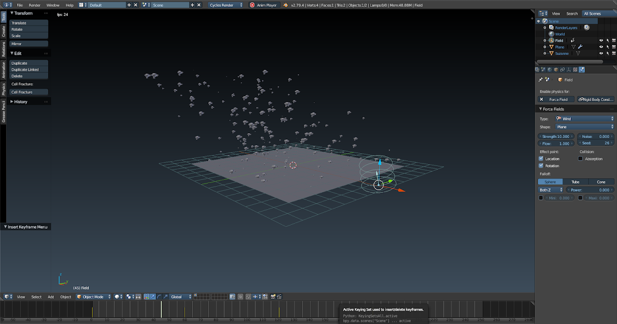 Diseño libre Blender QuickTip Force Fields. Wind