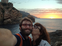 Aurélia et Christophe coucher de soleil Golfe de Porto - Corse