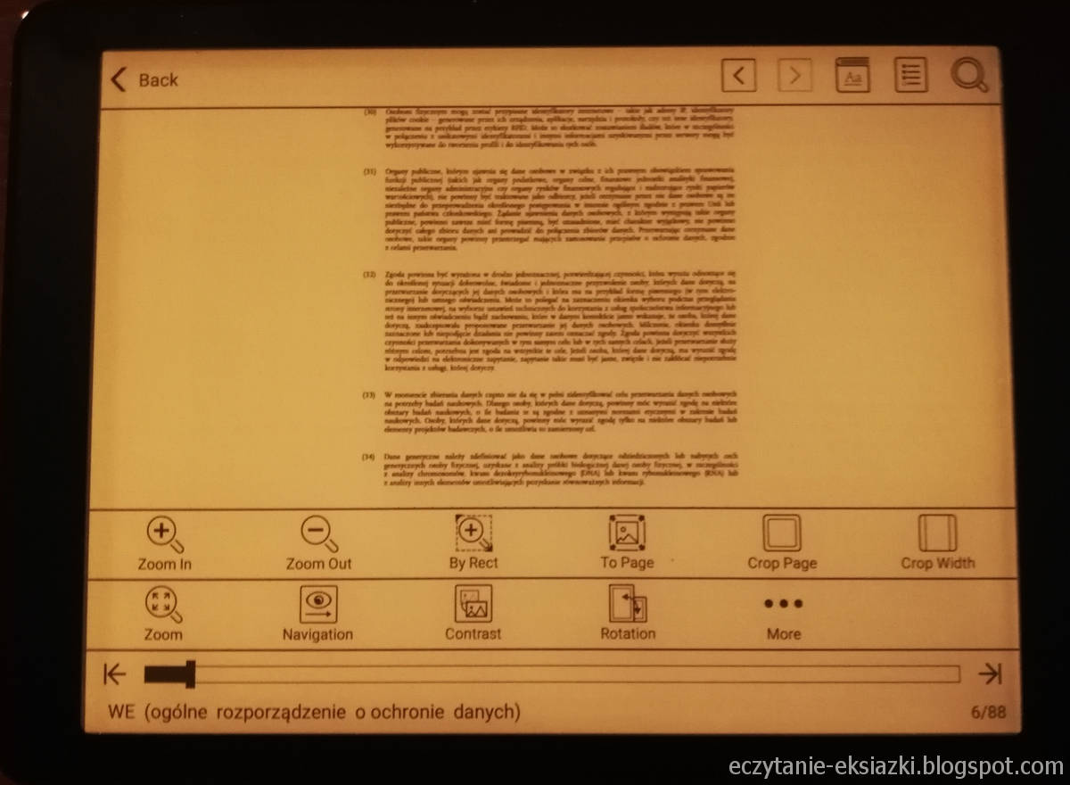 Onyx Boox Nova – plik PDF przed przycięciem marginesów