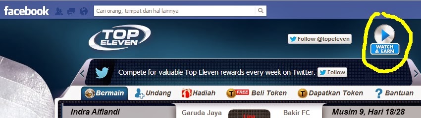 Cara Earn Token Top Eleven