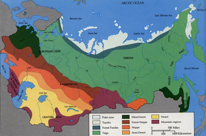 Eastern Siberian Taiga: Maps and location of taiga