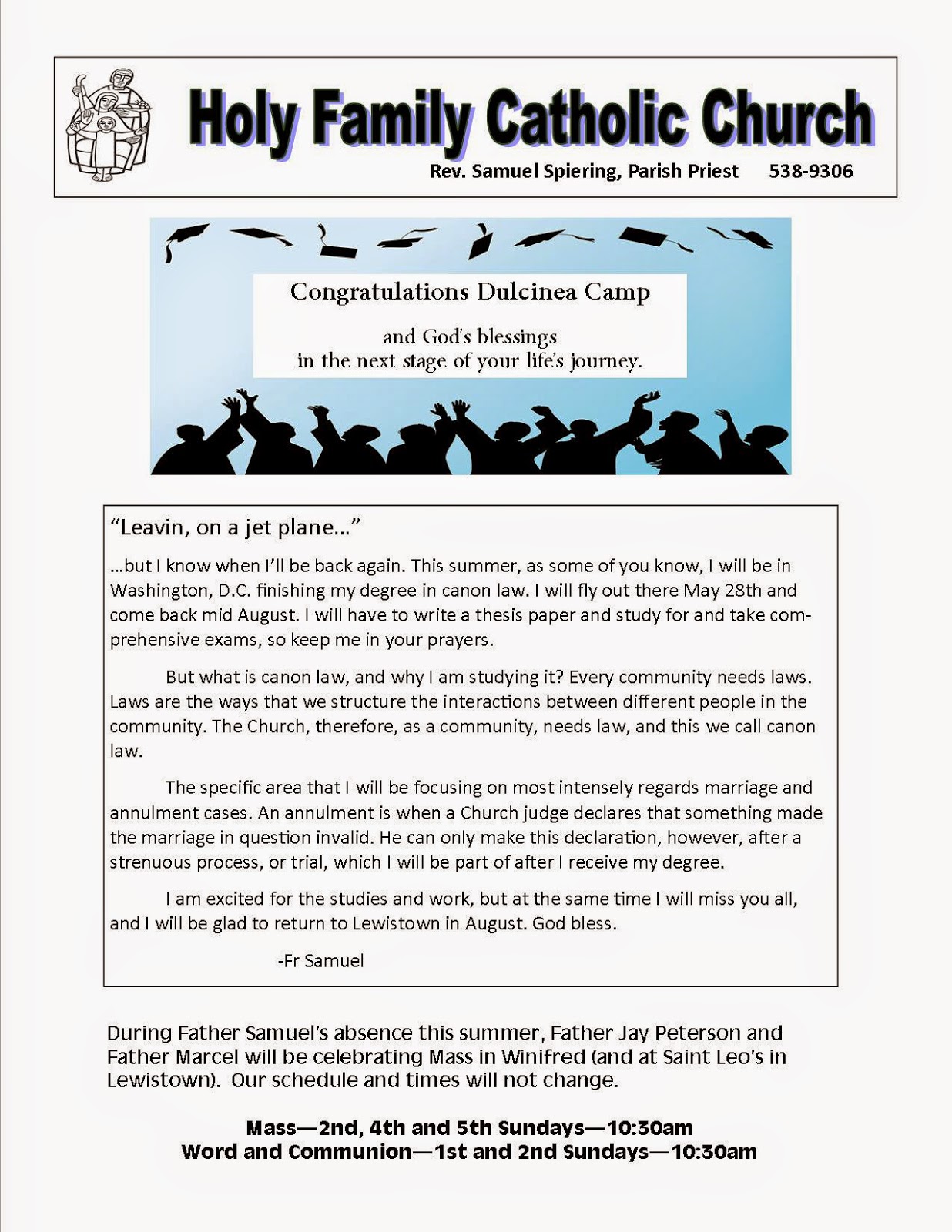 Holy Family Catholic Church Winifred Holy Family Bulletin