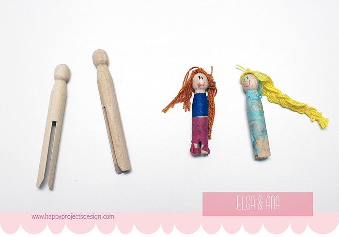 Frozen: muñecas con pinzas vintage de madera Frozen: muñecas con pinzas vintage de madera