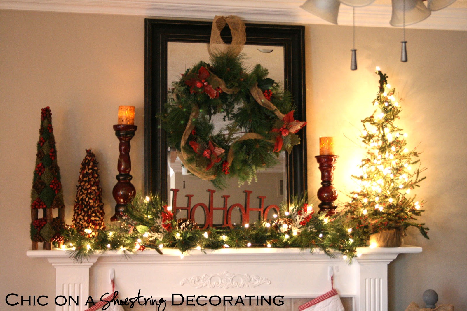 Chic on a Shoestring Decorating: Rustic Christmas Mantel