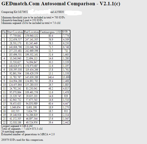 DNA First Cousin Match at AncestryDNA TJL Genes Preserving Our