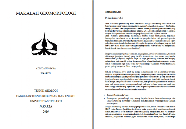 Contoh Makalah Geomorfologi Teknik Kebumian dan Energi
