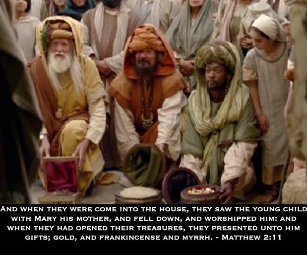 THE BIBLE MAGI BRING GOLD, FRANKINCENSE, MYRRH
