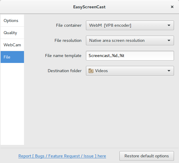 EasyScreenCast GNOME Shell Extension for Recording Screen + Audio