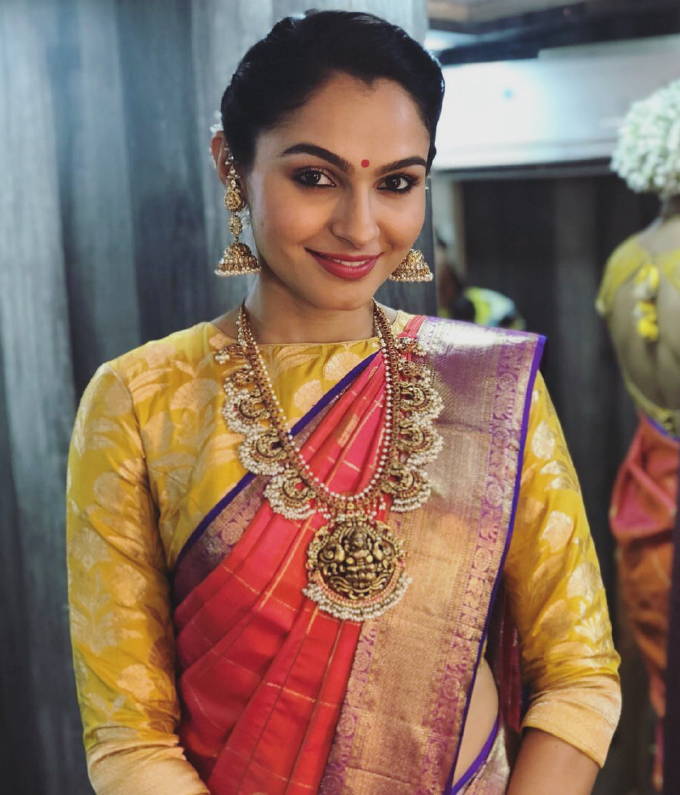 Indian Pretty Girl Andrea Jeremiah Photos In Traditional Red Saree ...