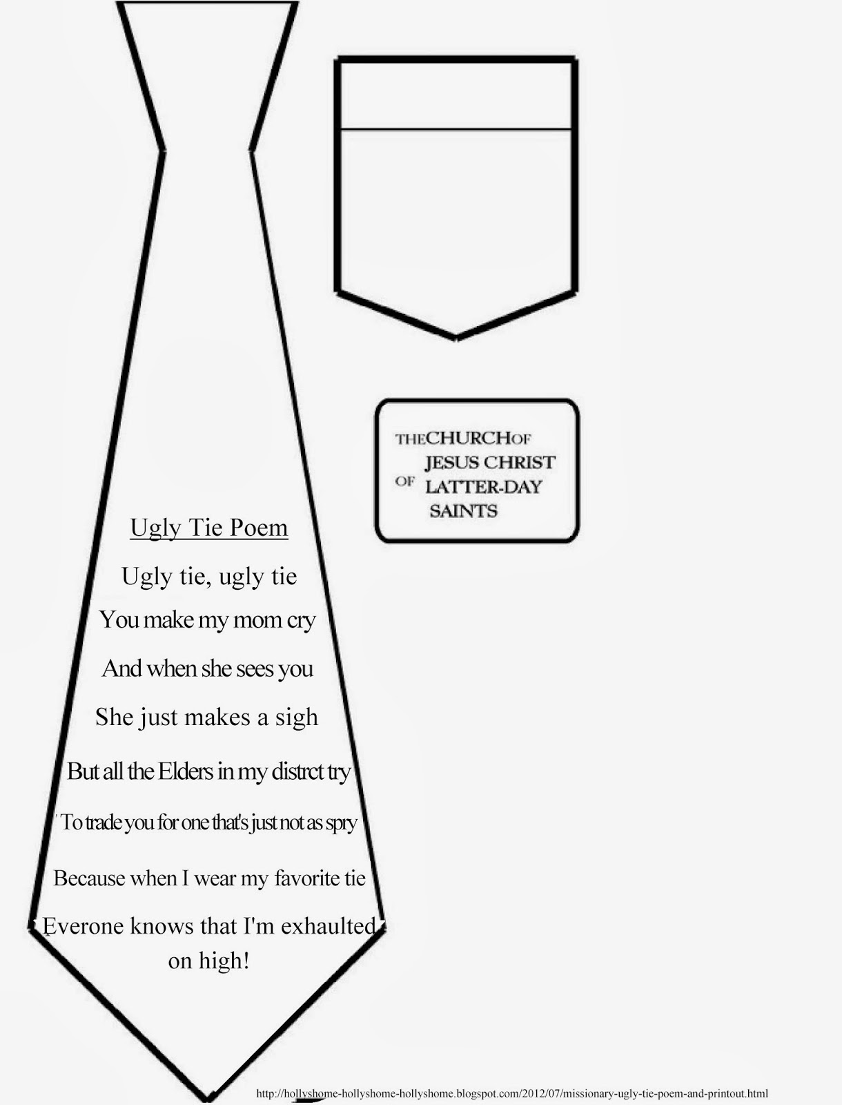 HollysHome - Church Fun: Missionary Ugly Tie Poem and Printout