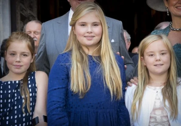 Princess Amalia, Princess Alexia and Princess Ariane, Queen Maxima wore Dolce and Gabbana Lace Dress.