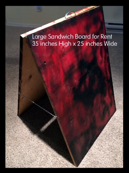 Large Red Sandwich Board for Rent $5 per day