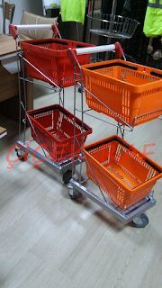 Çift katlı el sepetli market arabası Çift katlı el sepetli market arabası