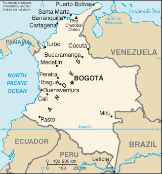 colombia mapa departamentos