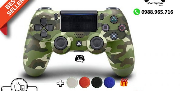Tay Cầm Sony DualShock 4 PS4 Chĩnh Hãng Màu Rằn Ri Green Camo + Cáp USB Chơi Game Tối Ưu Cho PC / FO4 / FIFA