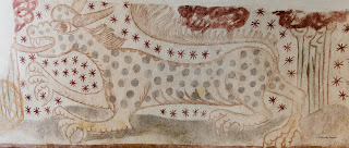 dragon, spots, editorial, church, fresco, denmark, horns, claws, leopard, 1400s, https://www.shutterstock.com/image-photo/dragon-painted-on-wall-danish-church-526112374