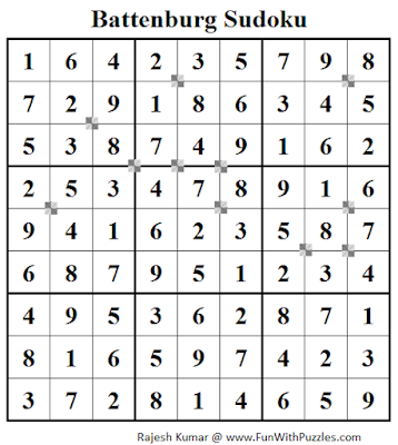 Battenburg Sudoku (Fun With Sudoku #53) Solution