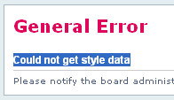 General Error Could not get style data